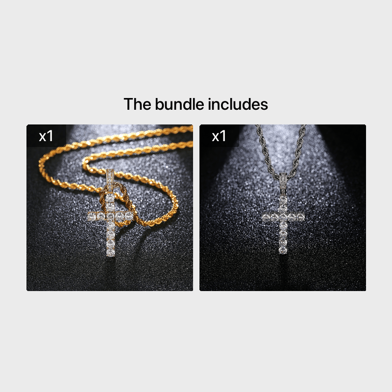 Hip Hop Men's Cross Diamond Pendant Necklace