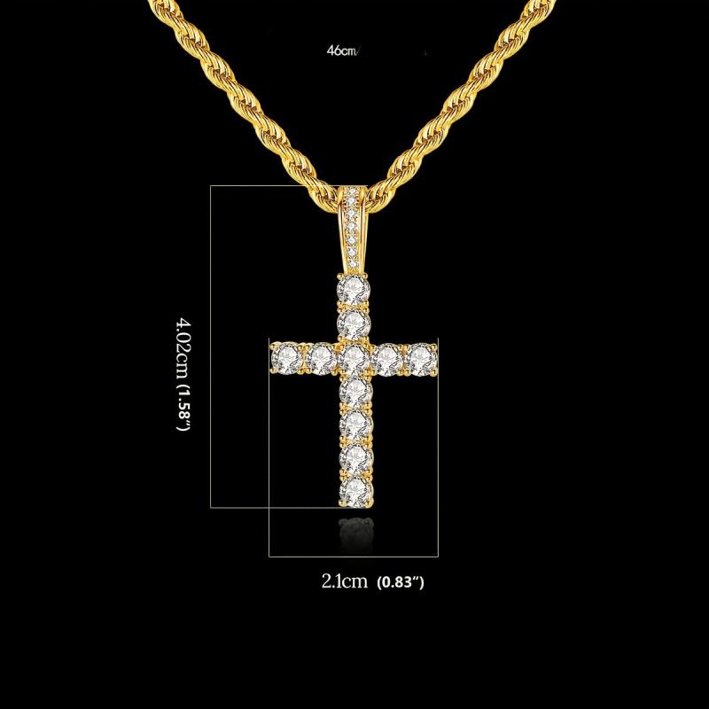 Hip Hop Men's Cross Diamond Pendant Necklace