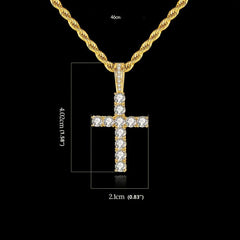 Hip Hop Men's Cross Diamond Pendant Necklace