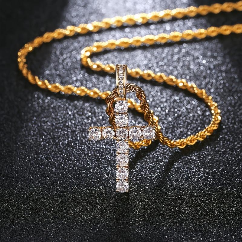 Hip Hop Men's Cross Diamond Pendant Necklace