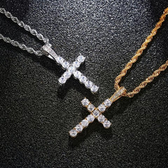 Hip Hop Men's Cross Diamond Pendant Necklace