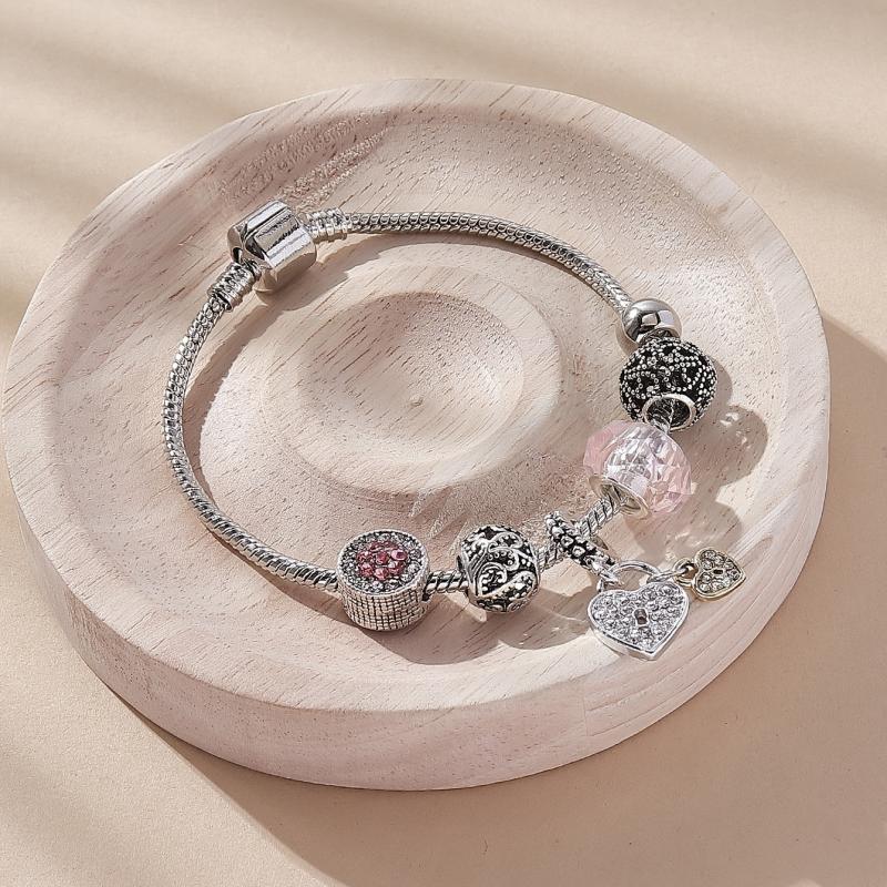 Copper Bracelet with Beaded Charms Jewelry Gift for Women