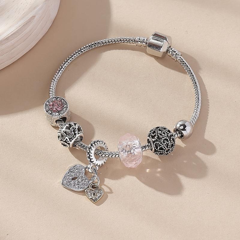 Copper Bracelet with Beaded Charms Jewelry Gift for Women