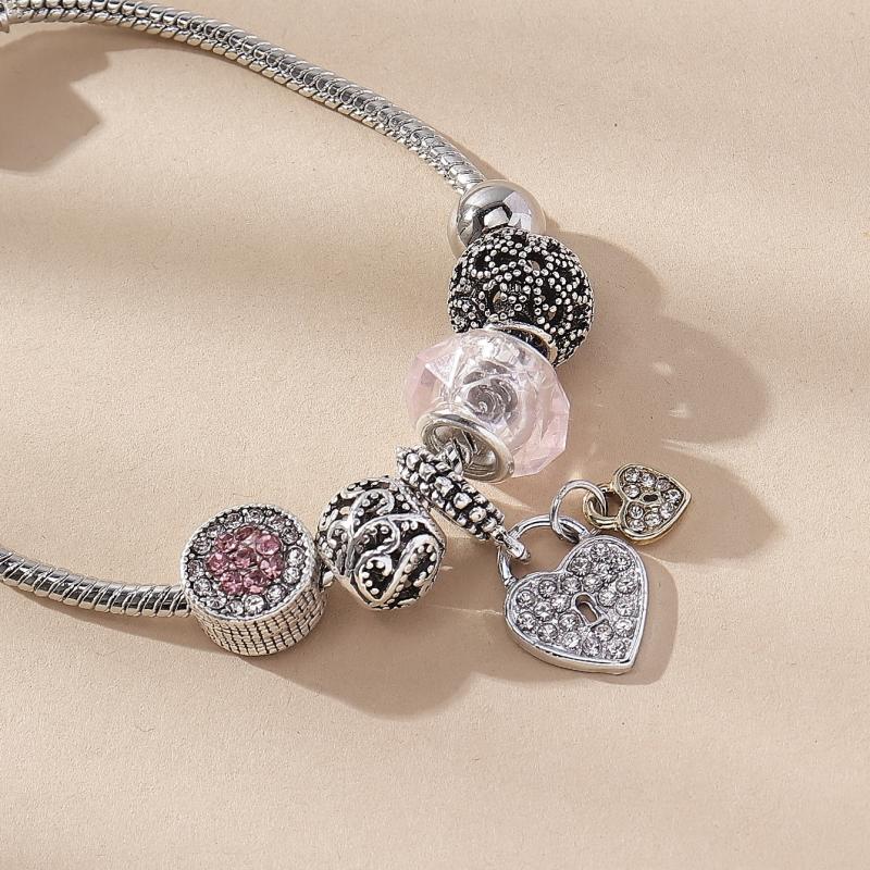 Copper Bracelet with Beaded Charms Jewelry Gift for Women