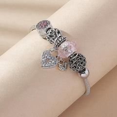 Copper Bracelet with Beaded Charms Jewelry Gift for Women