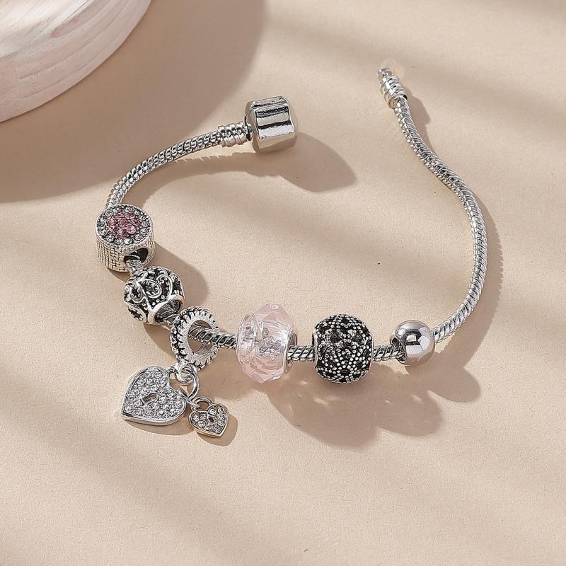 Copper Bracelet with Beaded Charms Jewelry Gift for Women