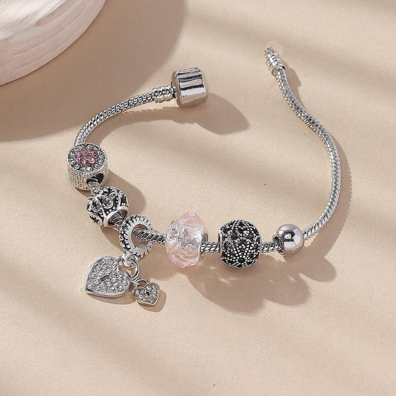 Copper Bracelet with Beaded Charms Jewelry Gift for Women