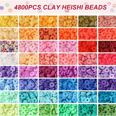 4800pcs Clay Beads 48 Colours Flat Round Polymer Heishi Spacer Beads