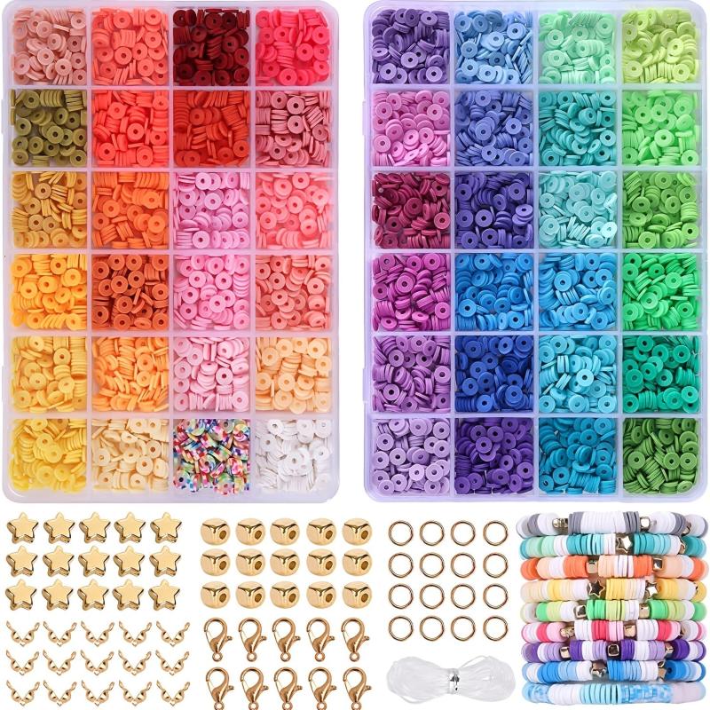 4800pcs Clay Beads 48 Colours Flat Round Polymer Heishi Spacer Beads