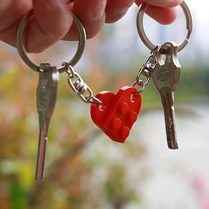 Love Heart Building Block Keychains For Couples - 20 Colors