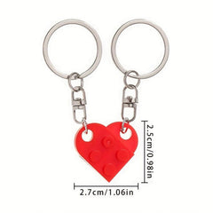 Love Heart Building Block Keychains For Couples - 20 Colors