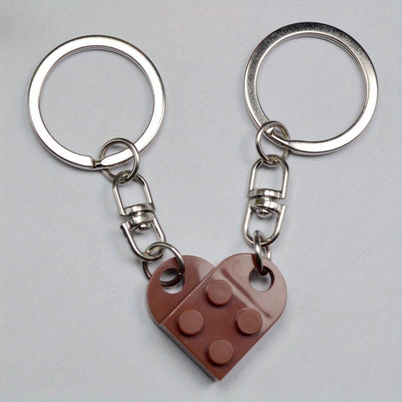 Love Heart Brick Keychain Set For Couples Friendship Heart KeyRing