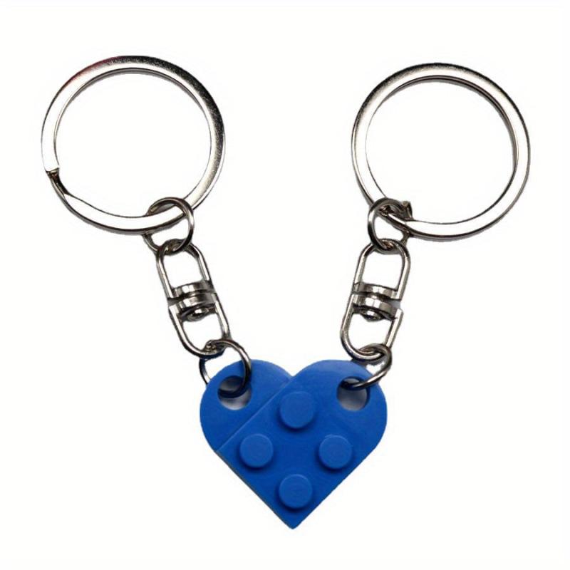 Love Heart Brick Keychain Set For Couples Friendship Heart KeyRing