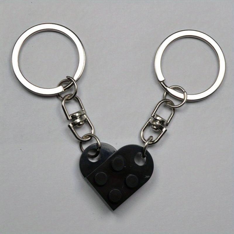 Love Heart Brick Keychain Set For Couples Friendship Heart KeyRing