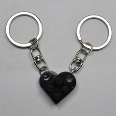 Love Heart Brick Keychain Set For Couples Friendship Heart KeyRing
