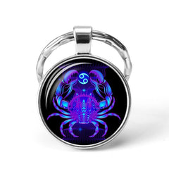 Zodiac Series Pattern Keychain Pendant Vintage Lucky Blessing Key Ring