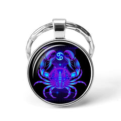 Zodiac Series Pattern Keychain Pendant Vintage Lucky Blessing Key Ring
