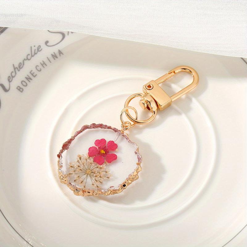 Dried Flower Keychain Purse Bag Backpack Car Key Charm Women Gift