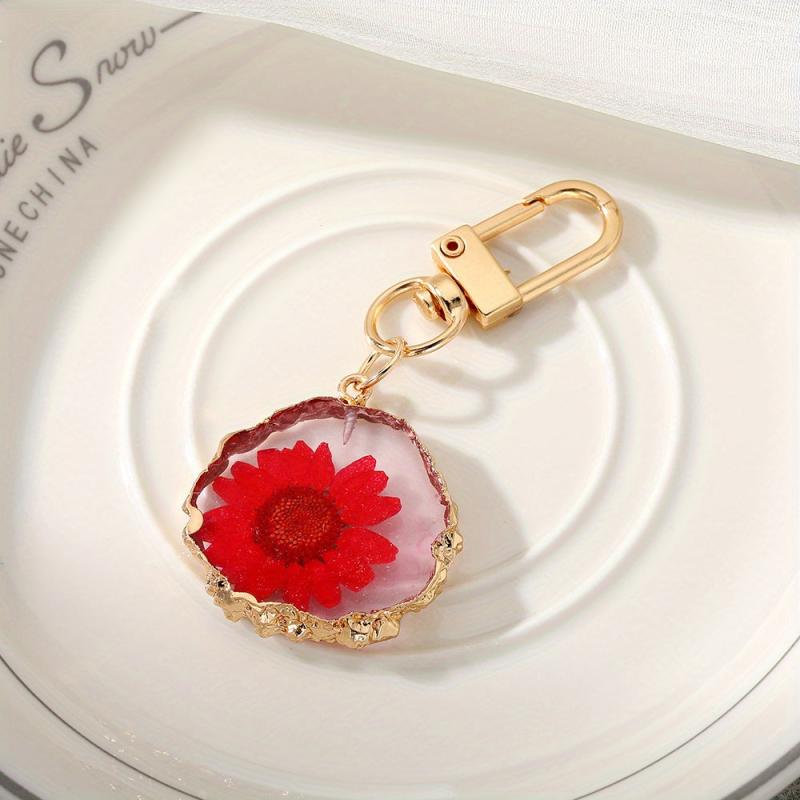 Dried Flower Keychain Purse Bag Backpack Car Key Charm Women Gift