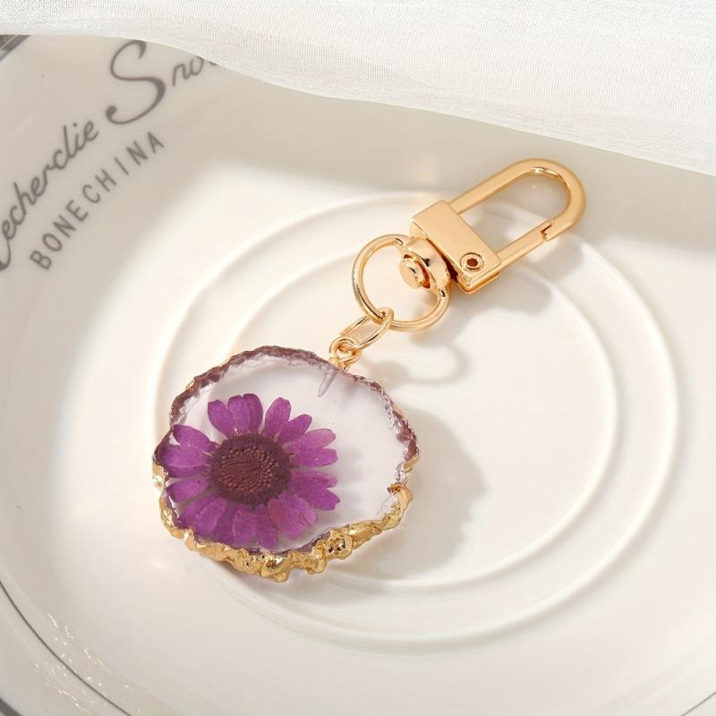 Dried Flower Keychain Purse Bag Backpack Car Key Charm Women Gift