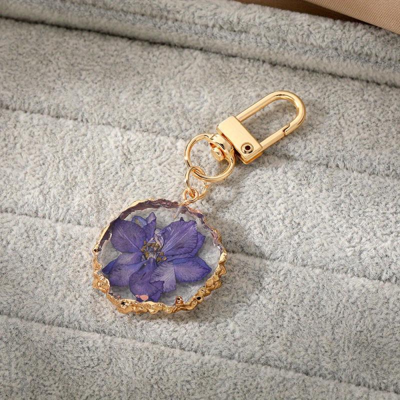 Dried Flower Keychain Purse Bag Backpack Car Key Charm Women Gift