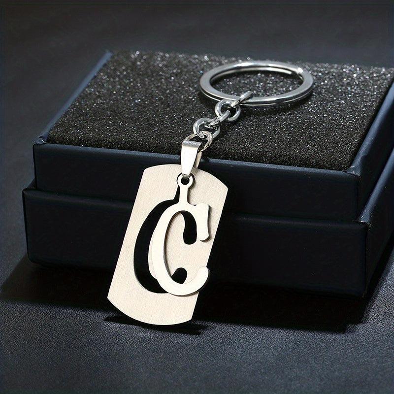 26 English Letters Keychain Stainless Steel Keychain Jewelry