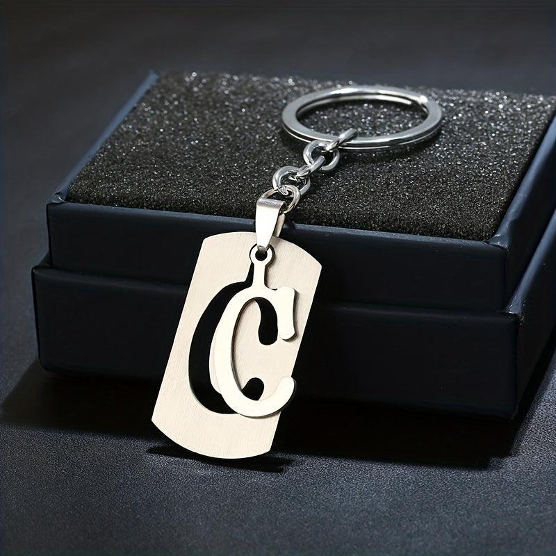 26 English Letters Keychain Stainless Steel Keychain Jewelry