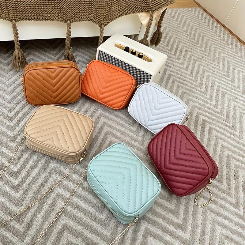 Women's Minimalist Square Shoulder Bag Quilted Detail for Work