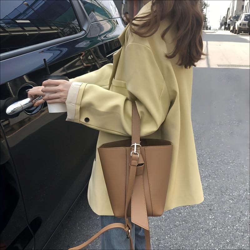 Solid Bucket Bag Set Small Crossbody Bag Women's Shoulder Bag