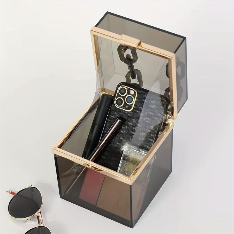 Transparent Square Crossbody Bag Acrylic Shoulder Handbag & Clutch Purse