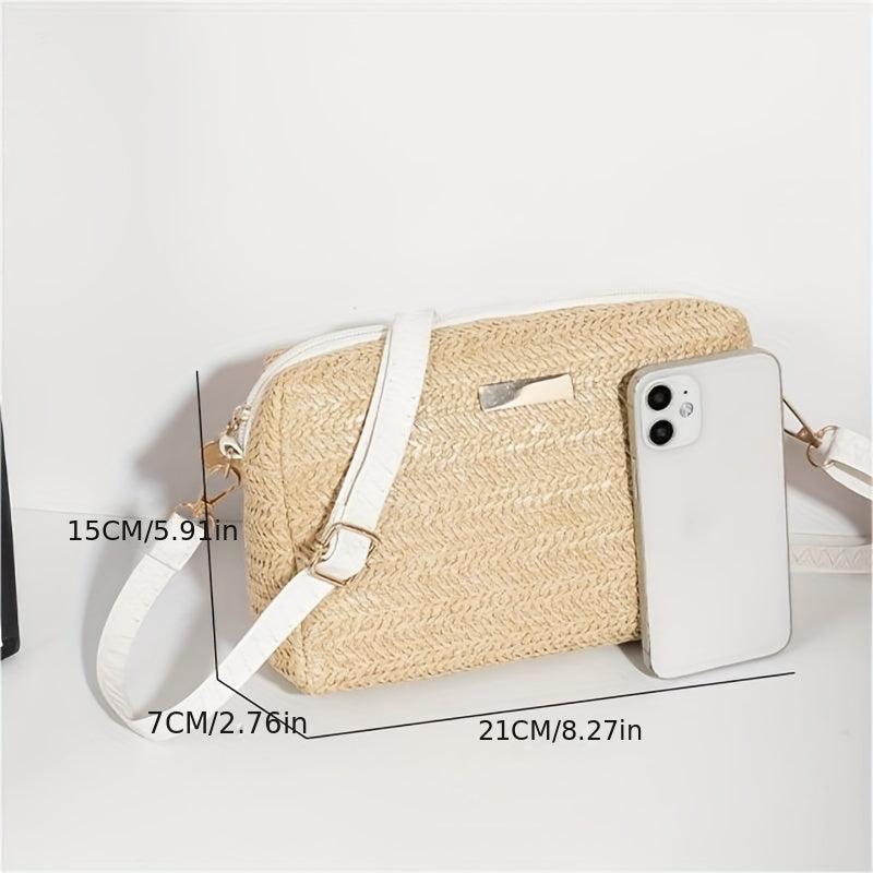 Straw Crossbody Phone Bag Summer Beach Shoulder Bag Women's Handbag