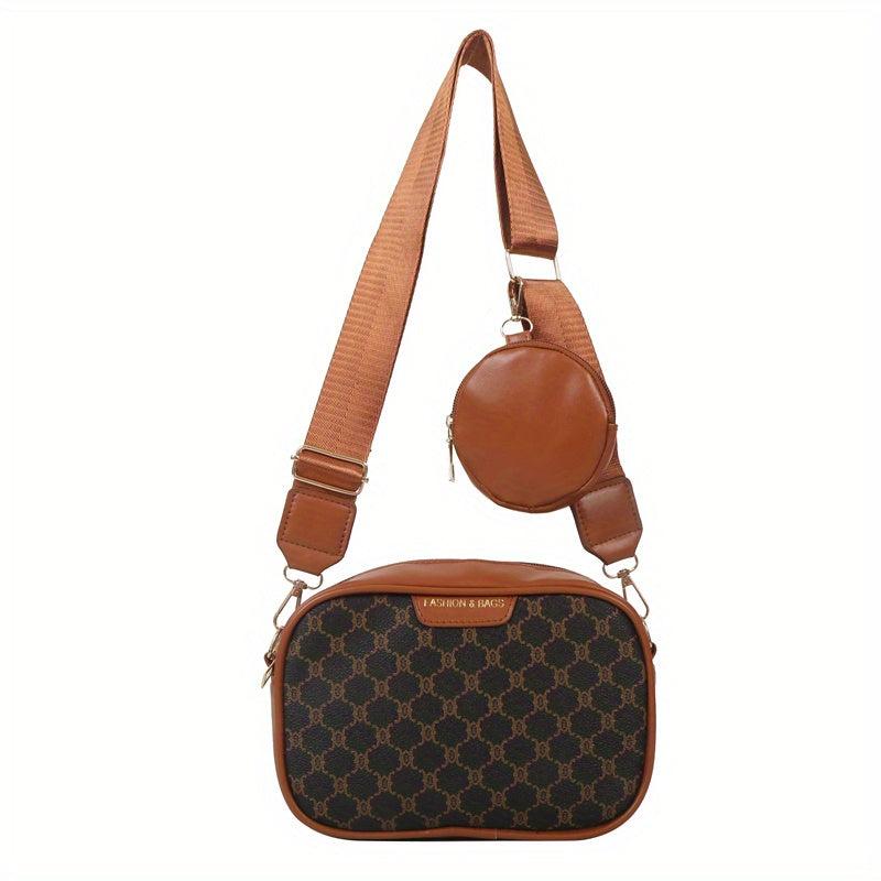 Vintage Square Shoulder Bag Zipper Classic Crossbody Bag