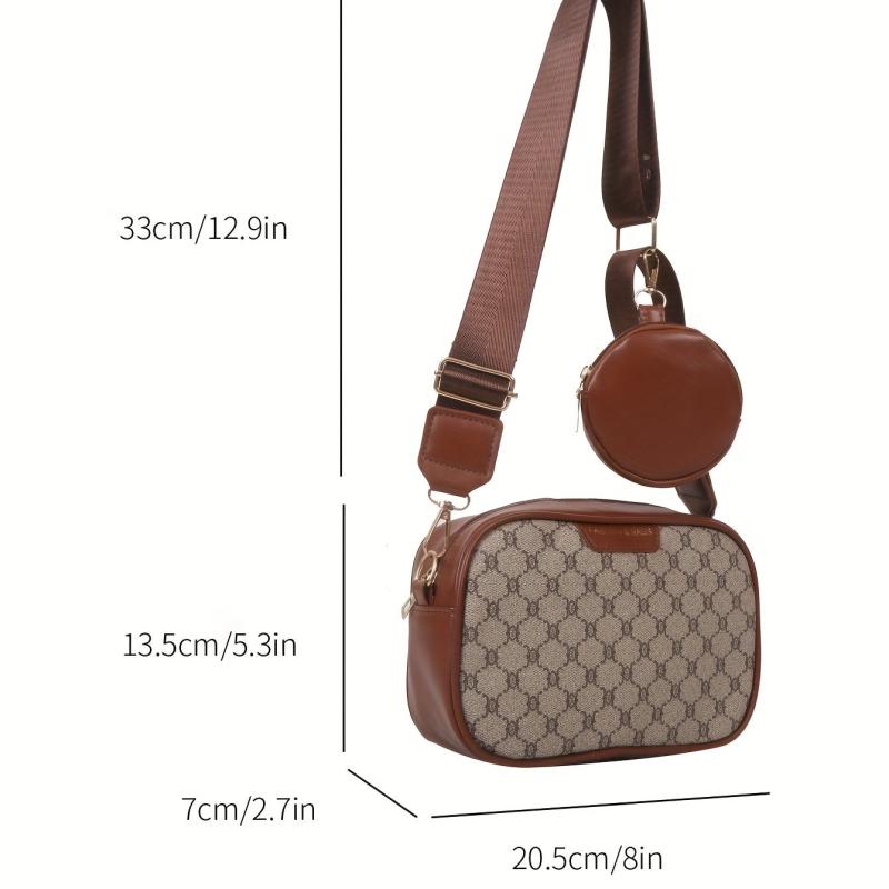 Vintage Square Shoulder Bag Zipper Classic Crossbody Bag