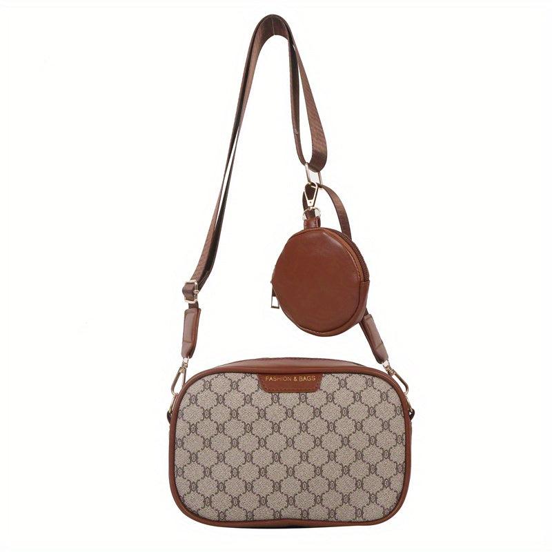 Vintage Square Shoulder Bag Zipper Classic Crossbody Bag