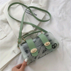 Clear PVC Casual Shoulder Bag Graffiti Print Handbag