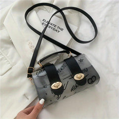 Clear PVC Casual Shoulder Bag Graffiti Print Handbag
