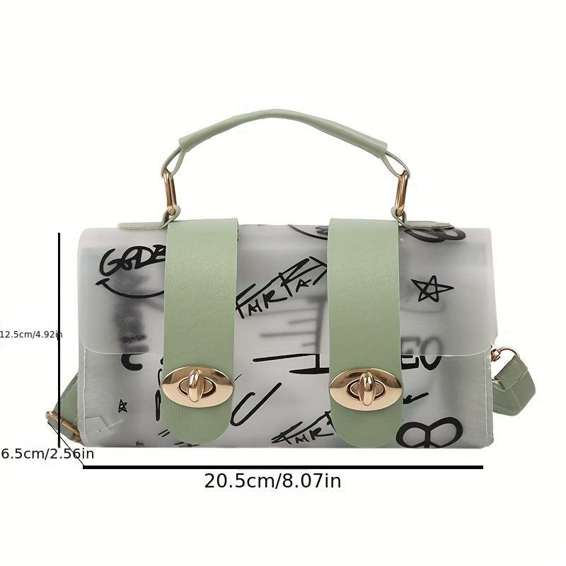 Clear PVC Casual Shoulder Bag Graffiti Print Handbag