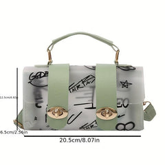 Clear PVC Casual Shoulder Bag Graffiti Print Handbag