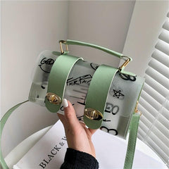 Clear PVC Casual Shoulder Bag Graffiti Print Handbag