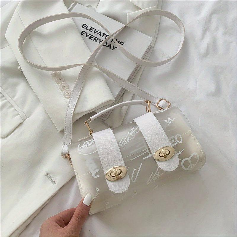 Clear PVC Casual Shoulder Bag Graffiti Print Handbag