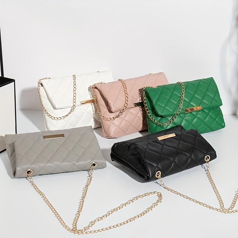 Argyle Quilted Crossbody Bag Chain Shoulder Purse