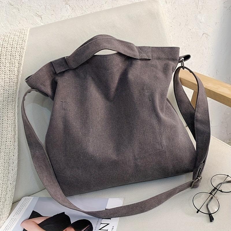 Letter Graphic Canvas Tote Bag for Work & Travel