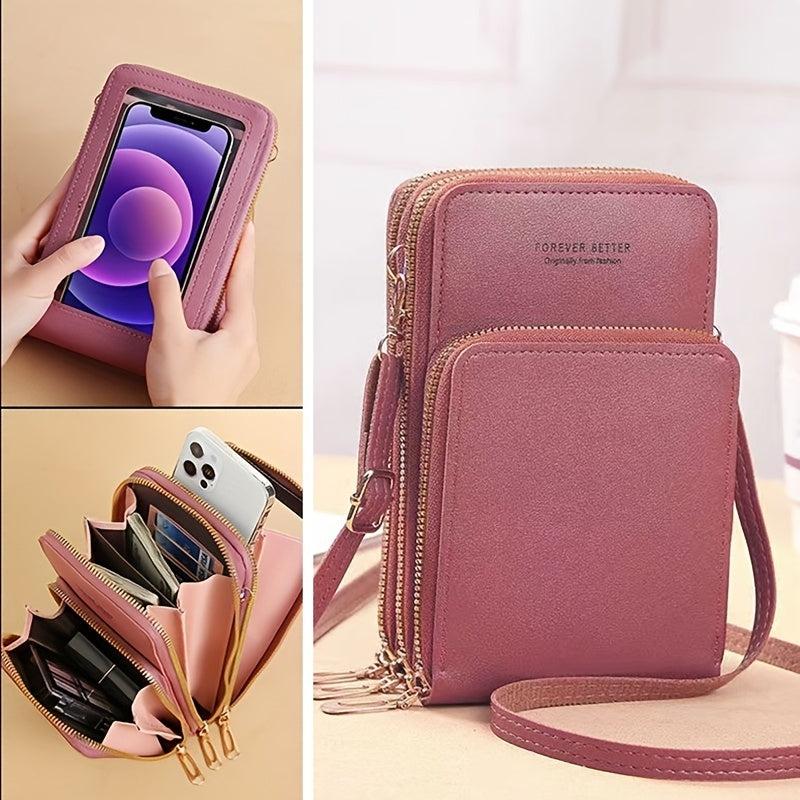 Mini PU Leather Crossbody Bag for Touch Screen Phone