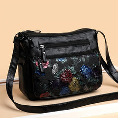Floral Pattern Crossbody Bag Zipper Shoulder Bag Purse