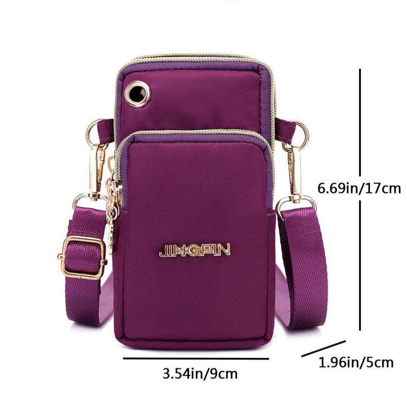 Women's Crossbody Bag with Zipper, Nylon Storage for Coin & Earphone