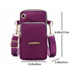 Women's Crossbody Bag with Zipper, Nylon Storage for Coin & Earphone