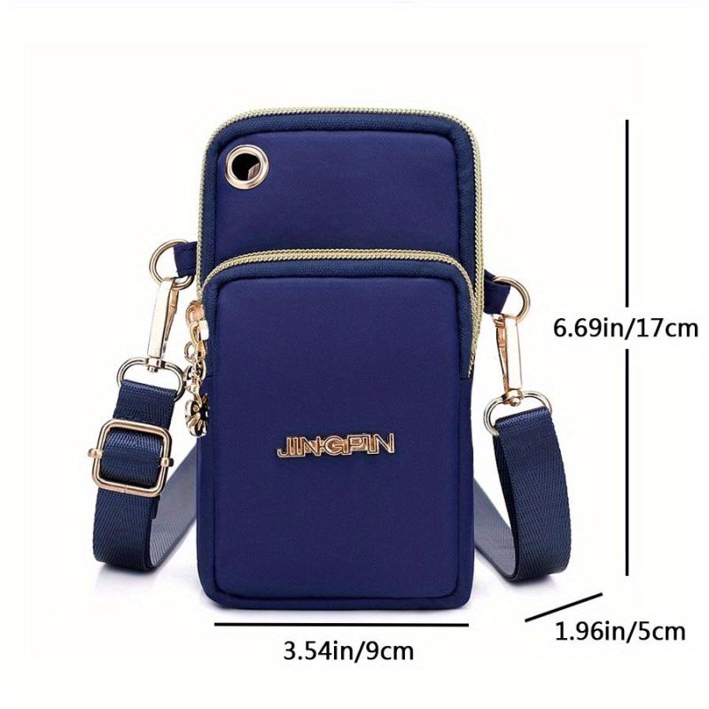 Women's Crossbody Bag with Zipper, Nylon Storage for Coin & Earphone