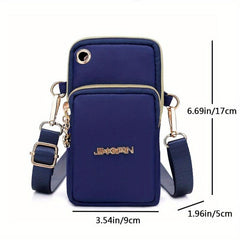 Women's Crossbody Bag with Zipper, Nylon Storage for Coin & Earphone