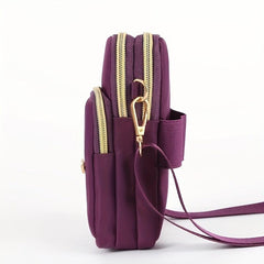Women's Crossbody Bag with Zipper, Nylon Storage for Coin & Earphone