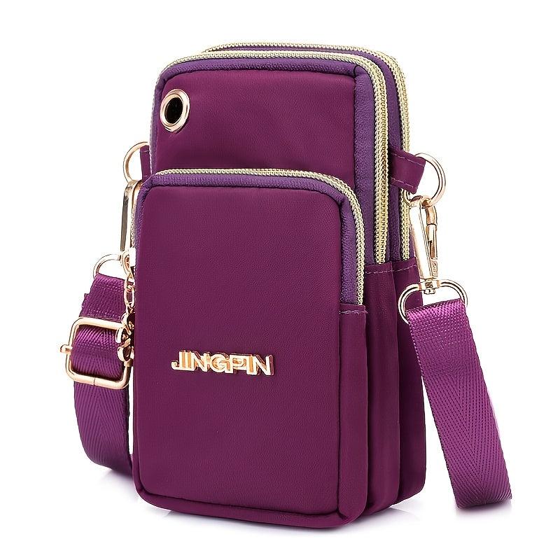 Women's Crossbody Bag with Zipper, Nylon Storage for Coin & Earphone